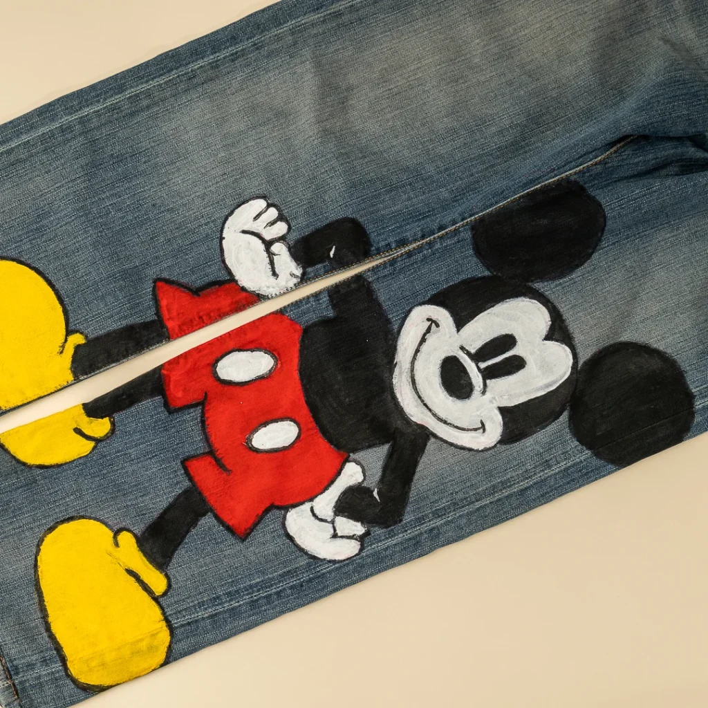 Jeans Levi’s personalizzati con disegno di topolino