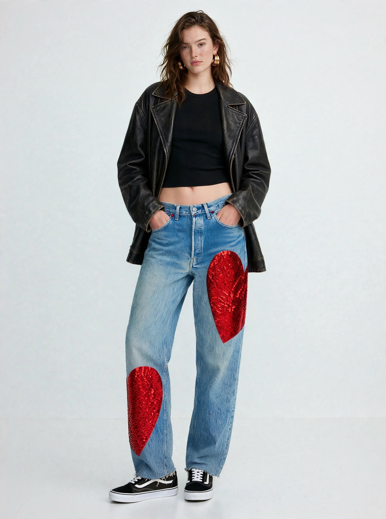 Jeans levis 501 cupido maxi cuori indossato