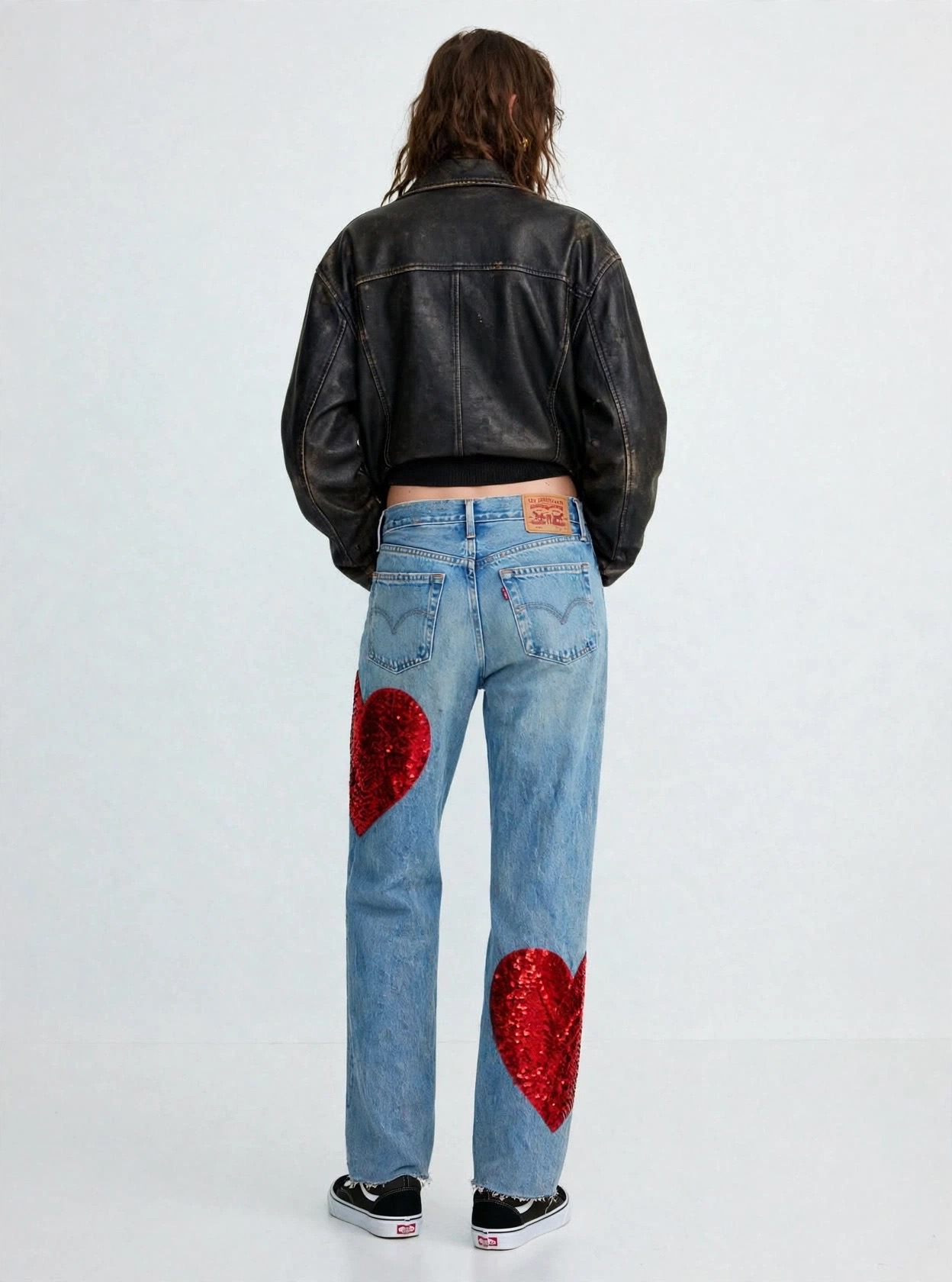 Jeans levis 501 cupido maxi cuori indossato retro